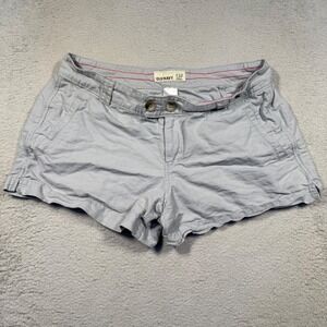 Y2K Old Navy Shorts Womens 12 Grey Linen Cotton Blend Low Rise Casual Summer